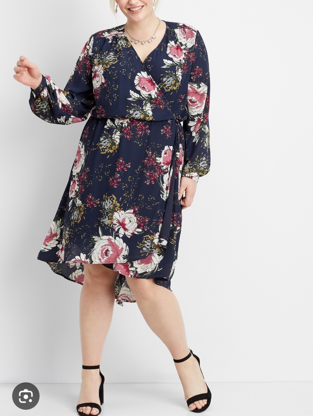 Maurices Plus Size Navy Floral Wrap Dress